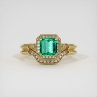 0.92 Ct. Emerald Ring, 18K Yellow Gold 1