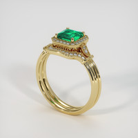 0.92 Ct. Emerald Ring, 18K Yellow Gold 2