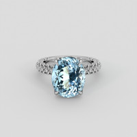 4.17 Ct. Blue Aquamarine Ring, Platinum 950 1