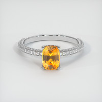 1.29 Ct. Yellowish Orange Sapphire Ring, Platinum 950 1