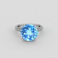 9.22 Ct. Swiss Blue Topaz Ring, 10K White Gold 1