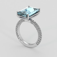4.98 Ct. Blue Aquamarine Ring, 14K White Gold 2