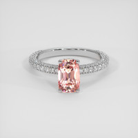 1.66 Ct. Padparadscha Sapphire Ring, 14K White Gold 1