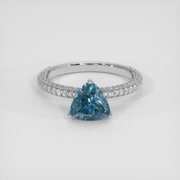 2.12 Ct. Greenish Blue Sapphire Ring, 14K White Gold 1