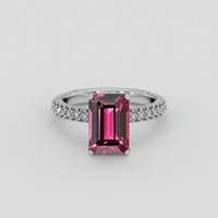 3.39 Ct. Reddish Pink Garnet Ring, 18K White Gold 1