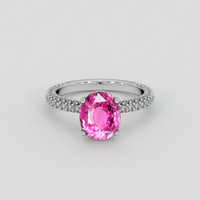3.09 Ct. Pink Sapphire Ring, 18K White Gold 1