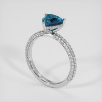 2.12 Ct. Greenish Blue Sapphire Ring, 18K White Gold 2