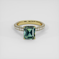 4.06 Ct. Bluish Green Sapphire Ring, 14K Yellow Gold 1