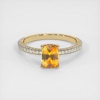 1.29 Ct. Yellowish Orange Sapphire Ring, 14K Yellow Gold 1