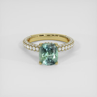 3.33 Ct. Bluish Green Sapphire Ring, 18K Yellow Gold 1