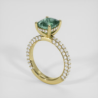 3.33 Ct. Bluish Green Sapphire Ring, 18K Yellow Gold 2