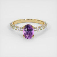 1.30 Ct. Purple Sapphire Ring, 18K Yellow Gold 1