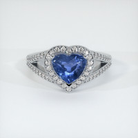 2.03 Ct. Blue Sapphire Ring, 14K White Gold 1