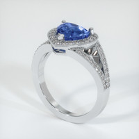 2.03 Ct. Blue Sapphire Ring, 14K White Gold 2