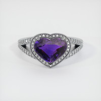 2.05 Ct. Purple Sapphire Ring, 14K White Gold 1