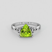2.11 Ct. Green (Lime Green) Peridot Ring, Platinum 950 1
