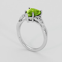 2.11 Ct. Green (Lime Green) Peridot Ring, Platinum 950 2