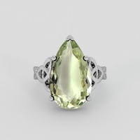 8.09 Ct. Green Prasiolite Ring, Platinum 950 1