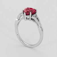 2.06 Ct. Pinkish Red Rubellite Tourmaline Ring, Platinum 950 2