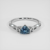 0.73 Ct. Greenish Blue Sapphire Ring, Platinum 950 1