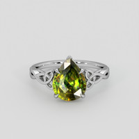 2.29 Ct. Yellowish Green Sphene (Titanite) Ring, 18K White Gold 1