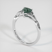 0.92 Ct. Bluish Green Sapphire Ring, 18K White Gold 2