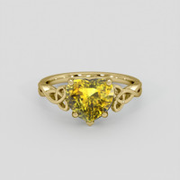 2.47 Ct. Greenish Yellow Sapphire Ring, 14K Yellow Gold 1