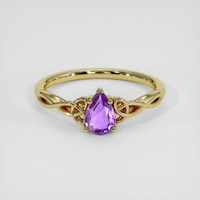 0.70 Ct. Purple Sapphire Ring, 14K Yellow Gold 1