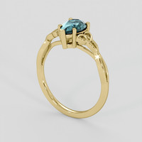 1.23 Ct. Greenish Blue Sapphire Ring, 14K Yellow Gold 2