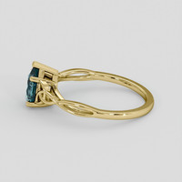 1.23 Ct. Greenish Blue Sapphire Ring, 14K Yellow Gold 4