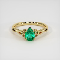 0.73 Ct. Emerald Ring, 18K Yellow Gold 1