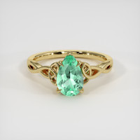 0.91 Ct. Emerald Ring, 18K Yellow Gold 1