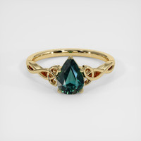 1.30 Ct. Bluish Green Sapphire Ring, 18K Yellow Gold 1