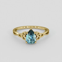 1.23 Ct. Greenish Blue Sapphire Ring, 18K Yellow Gold 1