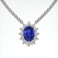 6.58 Ct. Blue Sapphire Necklace, Platinum 950 1