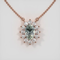 0.57 Ct. Greenish Brown Sapphire Necklace, 14K Rose Gold 1