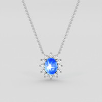 7.54 Ct. Blue Sapphire Necklace, 10K White Gold 1