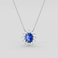 2.00 Ct. Blue Sapphire Necklace, 10K White Gold 1