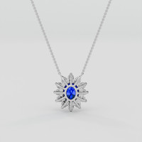 2.00 Ct. Blue Sapphire Necklace, 10K White Gold 4