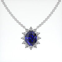 4.43 Ct. Blue Sapphire Necklace, 14K White Gold 1