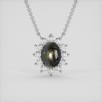 3.83 Ct. Black Sapphire Necklace, 14K White Gold 1