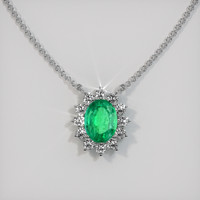1.47 Ct. Emerald  Necklace - 18K White Gold