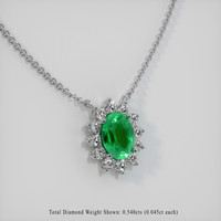 1.47 Ct. Emerald  Necklace - 18K White Gold