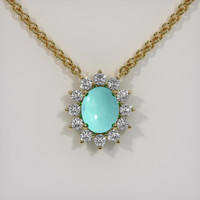 2.73 Ct. Blue Turquoise Necklace, 14K Yellow Gold 1
