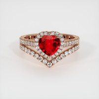 0.81 Ct. Ruby Ring, 14K Rose Gold 1