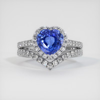 2.58 Ct. Blue Sapphire Ring, 14K White Gold 1