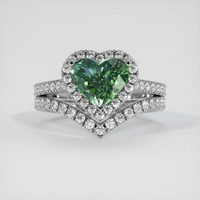 3.50 Ct. Green Sapphire Ring, 14K White Gold 1