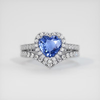 1.22 Ct. Blue Sapphire Ring, 18K White Gold 1