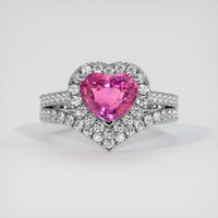 2.03 Ct. Pinkish Purple Sapphire Ring, 18K White Gold 1