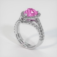 2.11 Ct. Pink Sapphire Ring, 18K White Gold 2